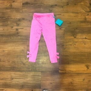Posh Peanut Pink Kids Leggings with Bow Accents